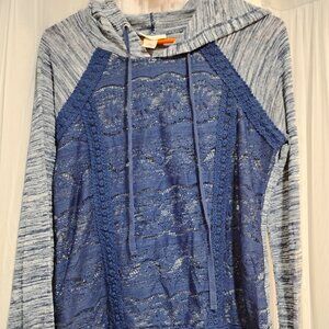 Belle Du Jour | Juniors Size XL / Womens XS | Shirt Top Lace Blue